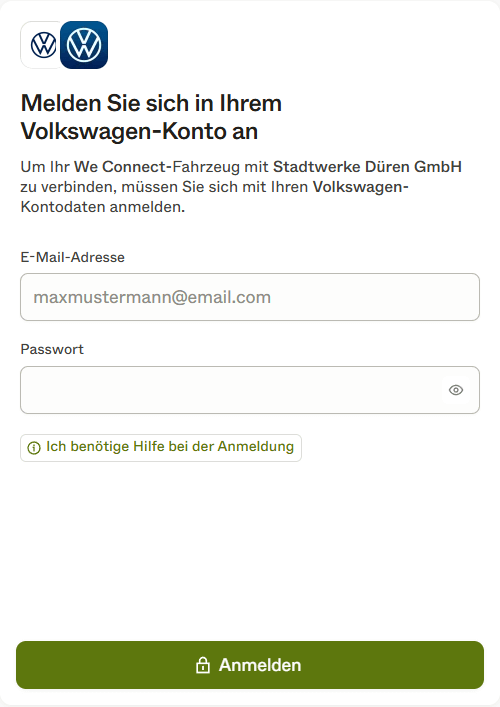 6. Anmeldung Fahrzeug App-Dienst