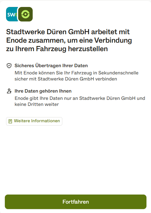 2. Verbindung zur Schnittstelle von Enode herstellen