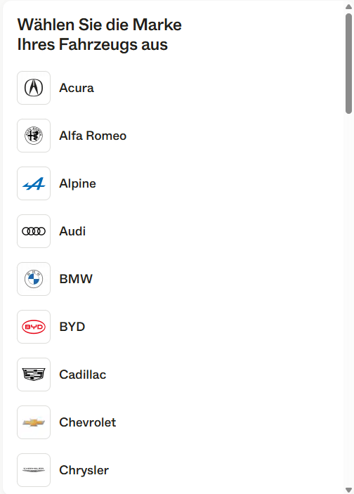 3. Fahrzeugmodell auswählen