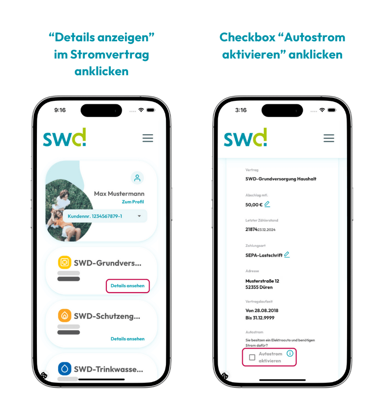 Autostrom Option aktivieren