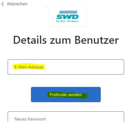 Benutzeranmeldung Onlineportal