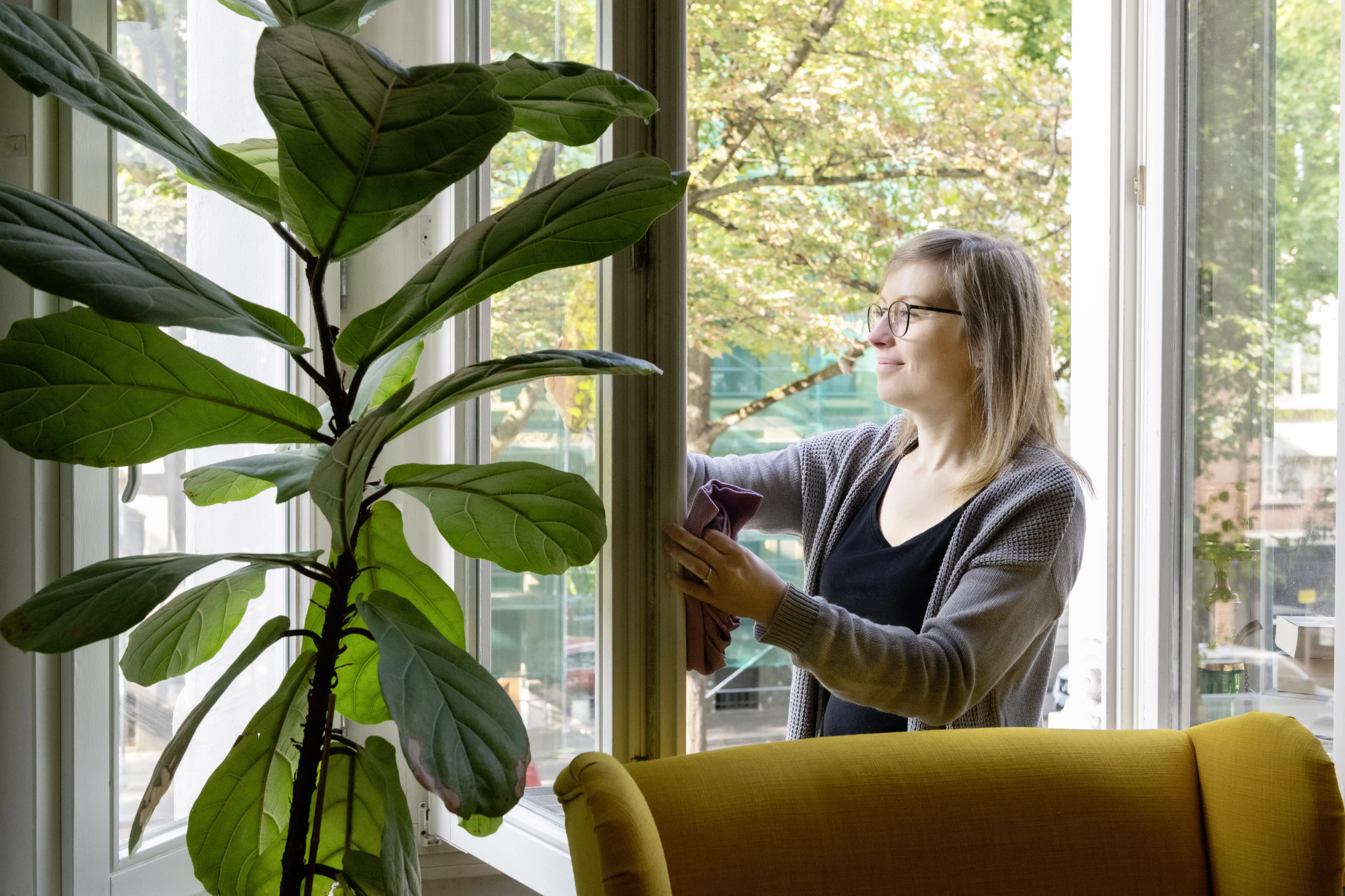 Mikrofasertuch zum Fensterreinigen